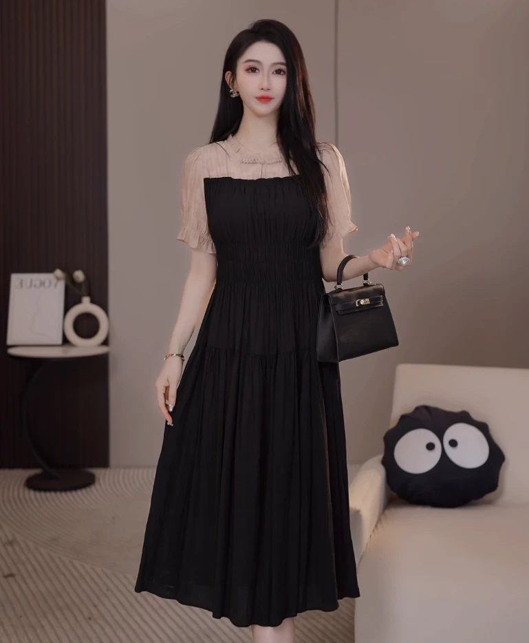 【阿紫专属】A-1045夏季新款法式时尚修身气质收腰设计女装连衣裙