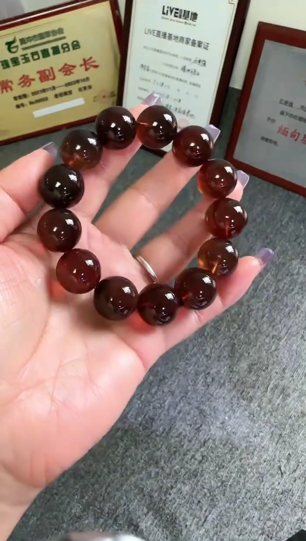 未镶嵌琥珀手串l***e缅甸天然紫罗兰琥珀手串17mm