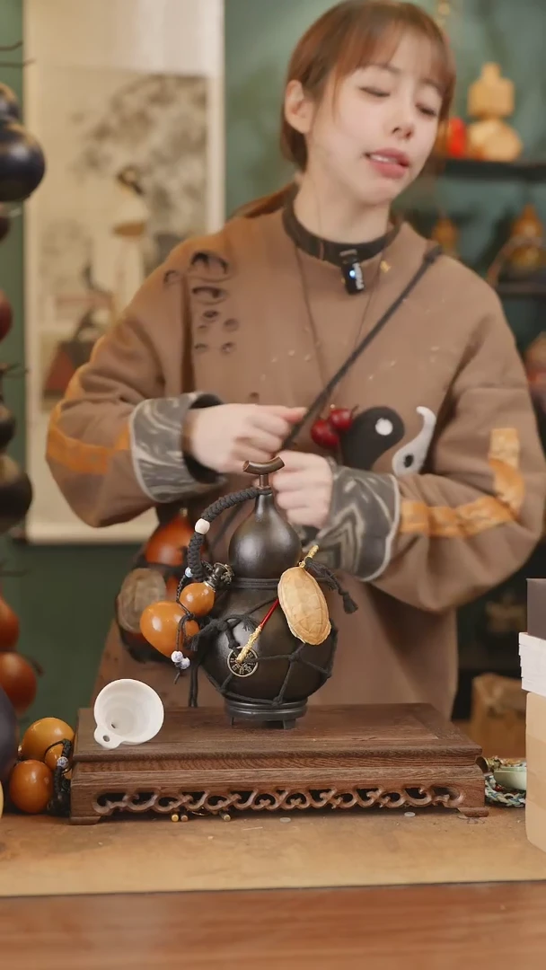 【闪购商品】234号精品天然大漆工艺防渗内胆酒葫芦~