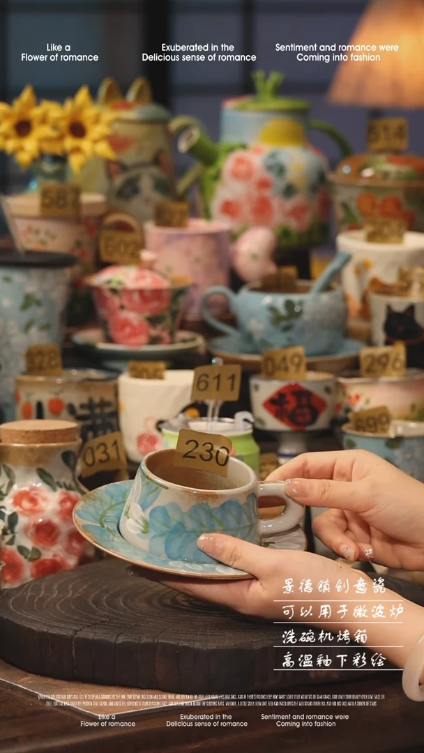 陶瓷230景德镇高温釉下彩手工手绘款式