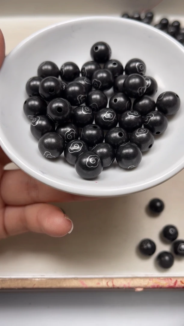 风车木（黑檀木）散珠L208 黑檀祥云10mm10个15元