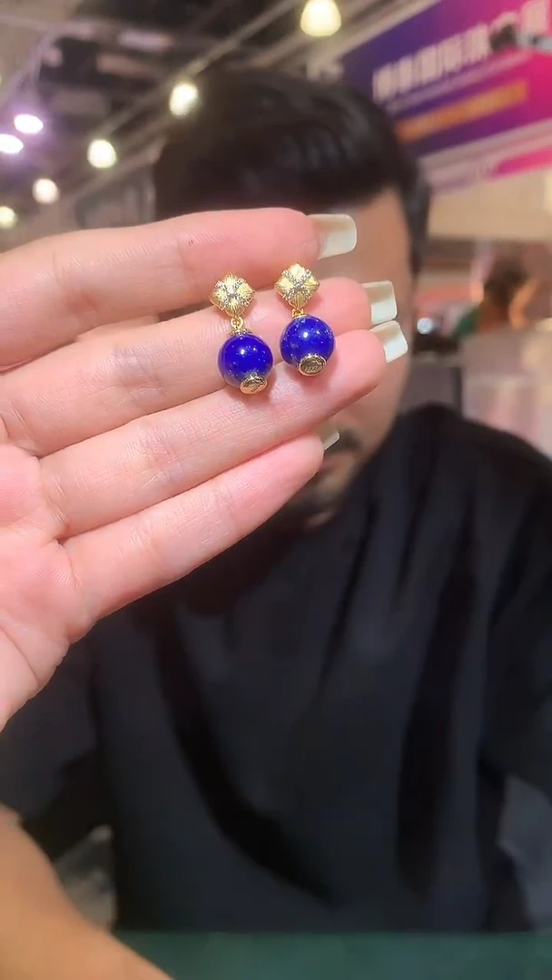 银S925镶嵌青金石耳饰【宝石世家严选】