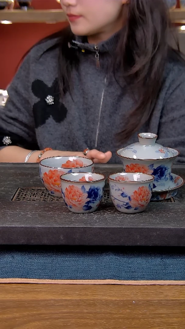 简装家用款4件套 老陶泥开片纹陶瓷茶具