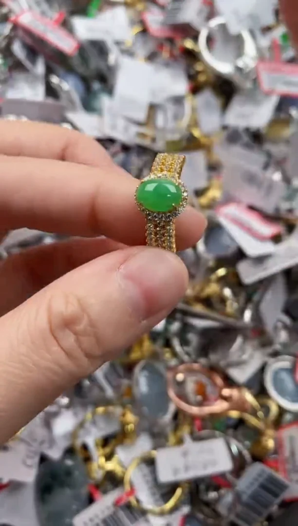 银S925镶嵌戒指翡翠1111----9