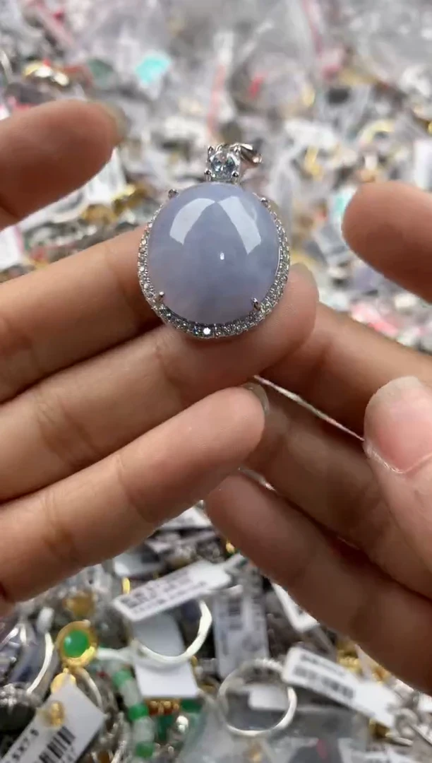 银S925镶嵌戒指翡翠666---8