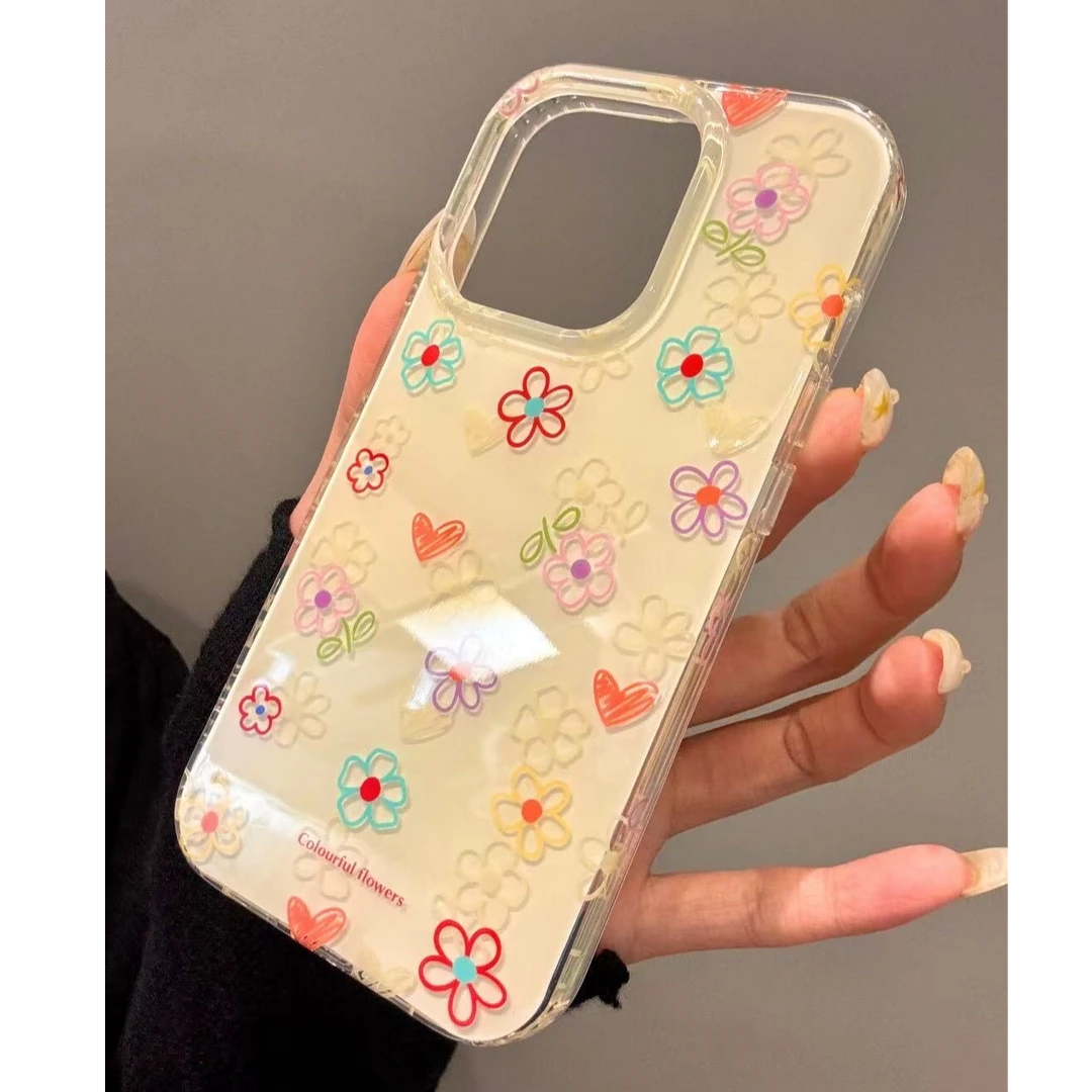 诚星泽多彩线条花适用苹果手机壳华为vivo小米荣耀oppo红米一加