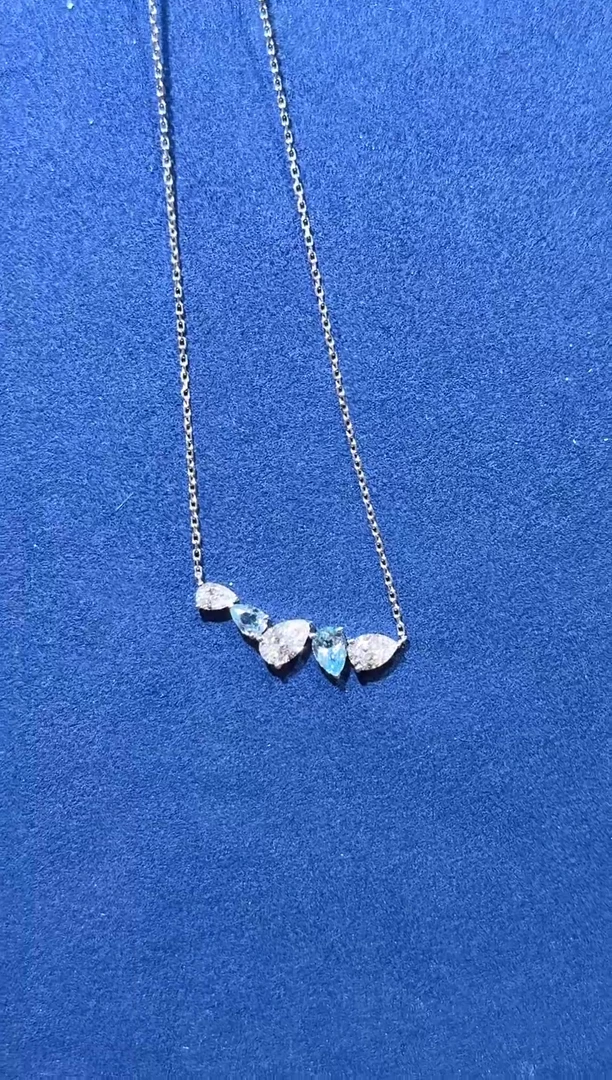 项链钻石18K金镶嵌水滴项链  精致款