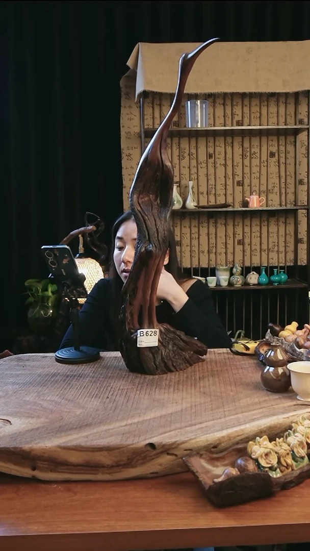 L**8B628鹰瞳手作硬木工艺鹤摆件