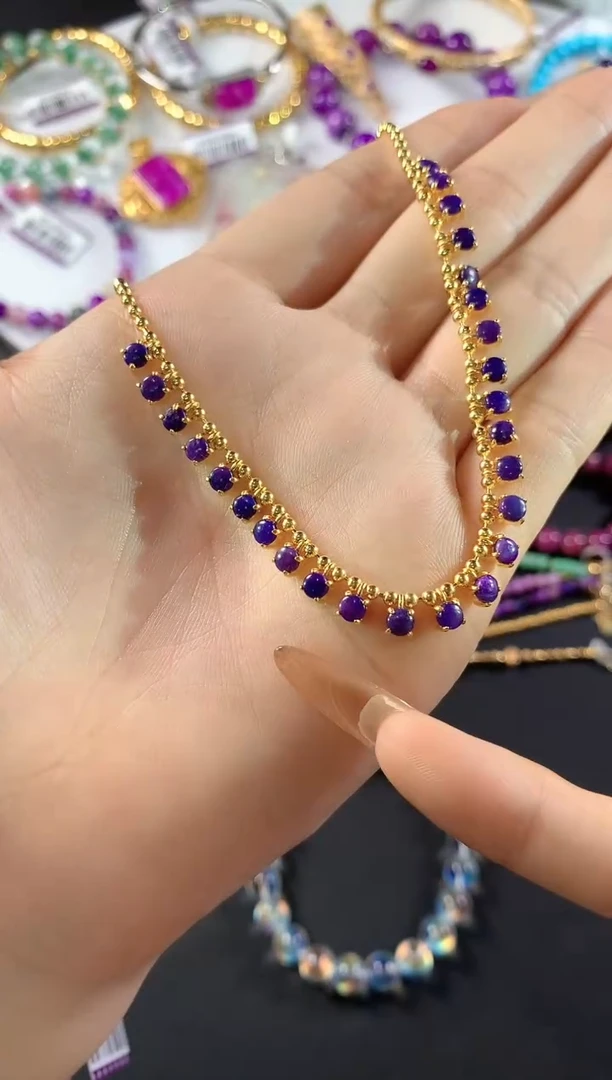 银S925镶嵌苏纪石（舒俱来）.项链