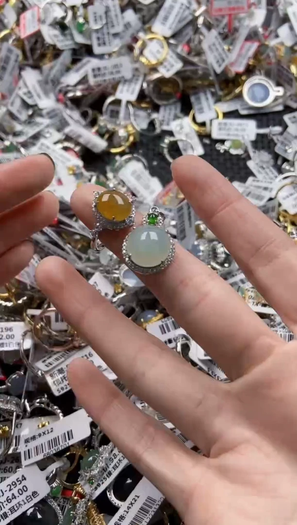 翡翠戒指银S925镶嵌2222----1