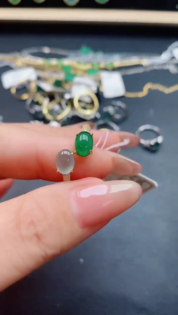 翡翠戒指银S925镶嵌32132