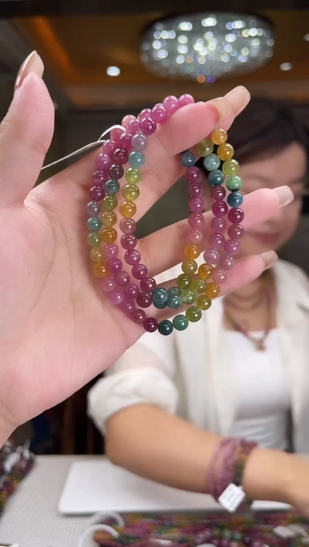 未镶嵌/碧玺项链6mm+多圈多样性发货