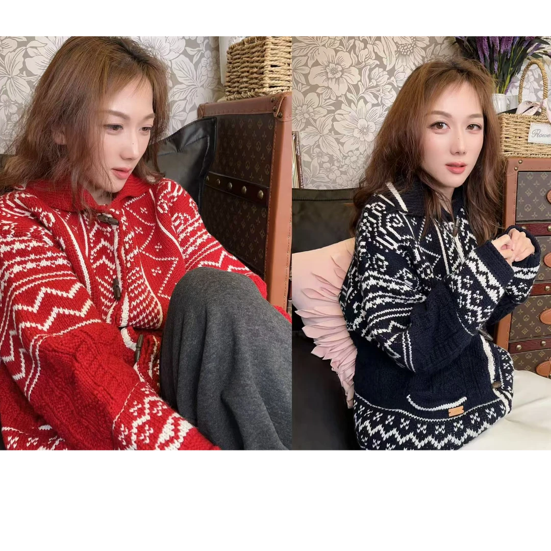 ML{暖绒岛屿}费尔岛翻领牛角扣毛衣