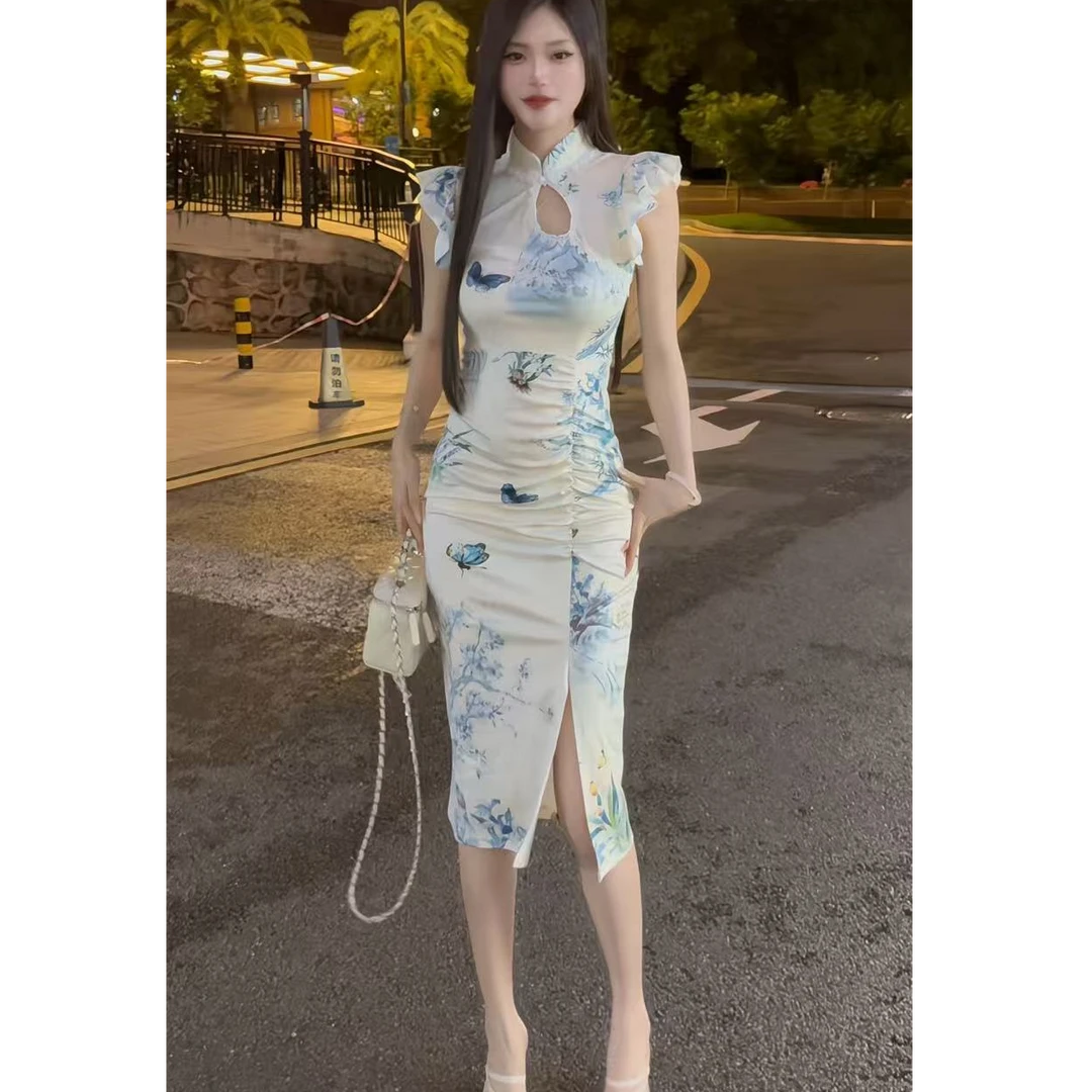 夏季新款性感年轻款气质优雅修身显瘦新中式连衣裙
