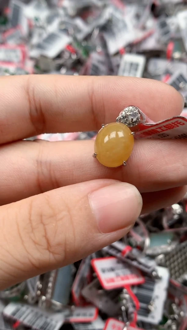 银S925镶嵌戒指翡翠天然A货缅甸翡翠