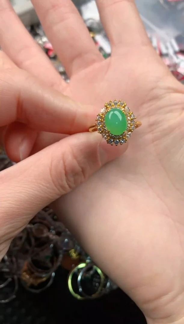 银S925镶嵌戒指翡翠1        1