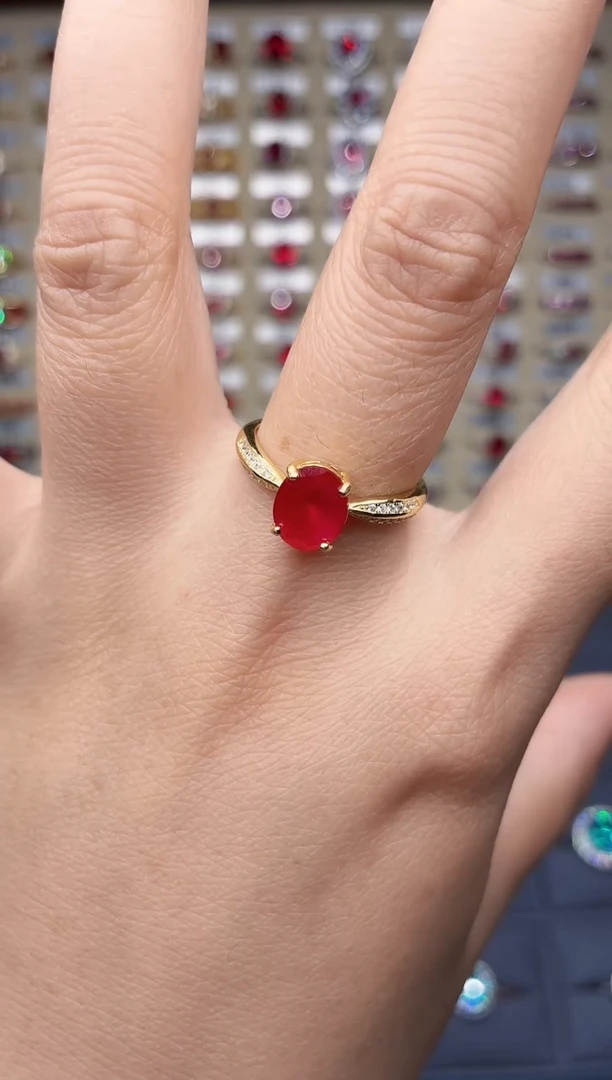 无925银无品牌 925银 轻奢女神款泰国抹谷矿区红色系列