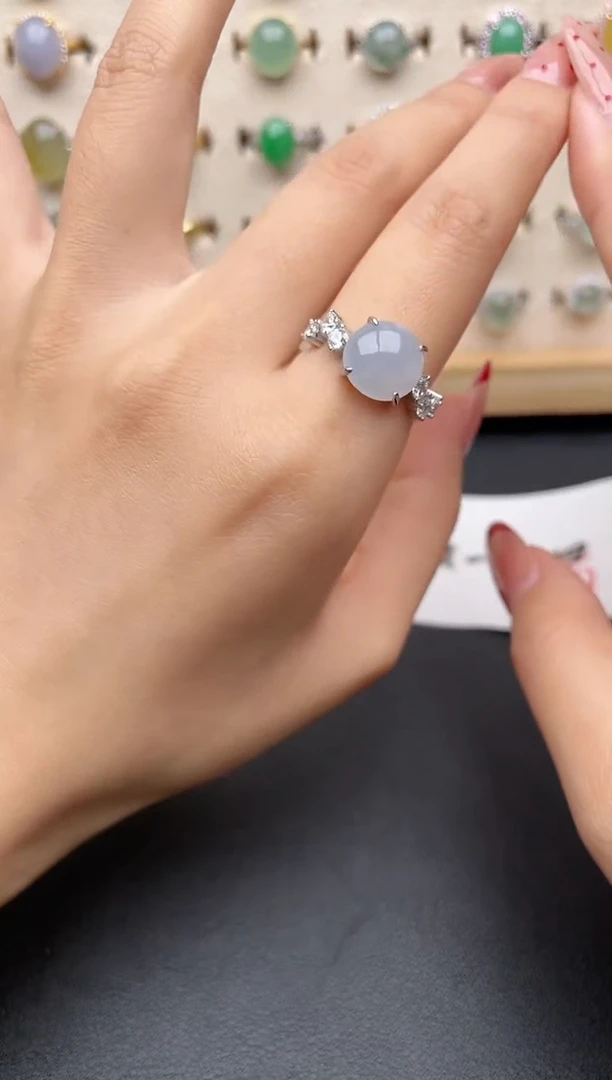 【闪购商品】翡翠戒指银S925镶嵌一物一证一礼盒