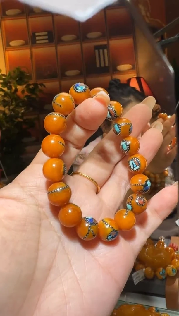 蜜蜡颈饰未镶嵌1944天然蜜蜡珠宝奇石全都保真