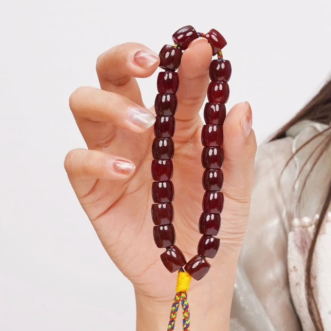 A1039【新年福利】清代 高油高润 桶珠型 玛瑙手串