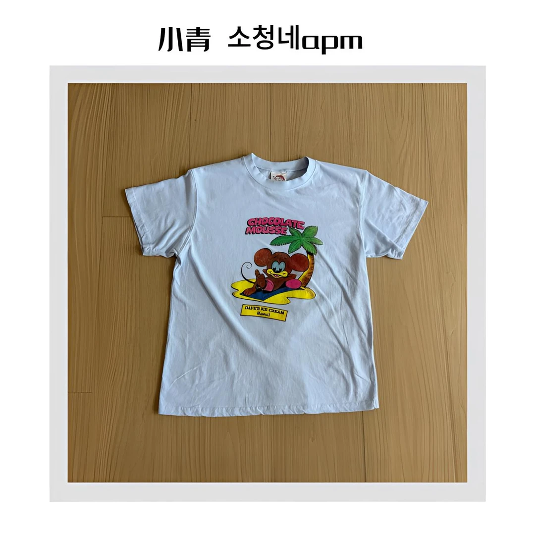 韩国东大门 公鸡/大耳朵椰树乘凉T恤