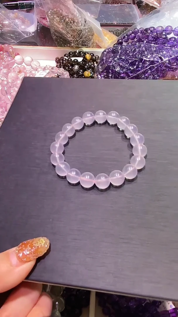 【闪购商品】水晶手串未镶嵌粉水晶六芒星光水晶手串10+