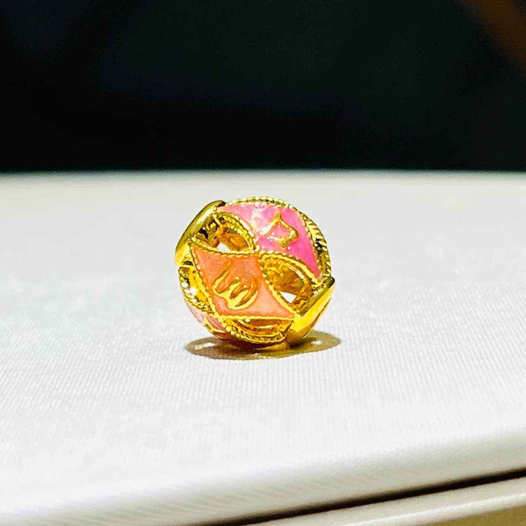 明牌珠宝楼哥甄选 足金999六字箴言珐琅彩橙紫 多样性发货约卡9mm