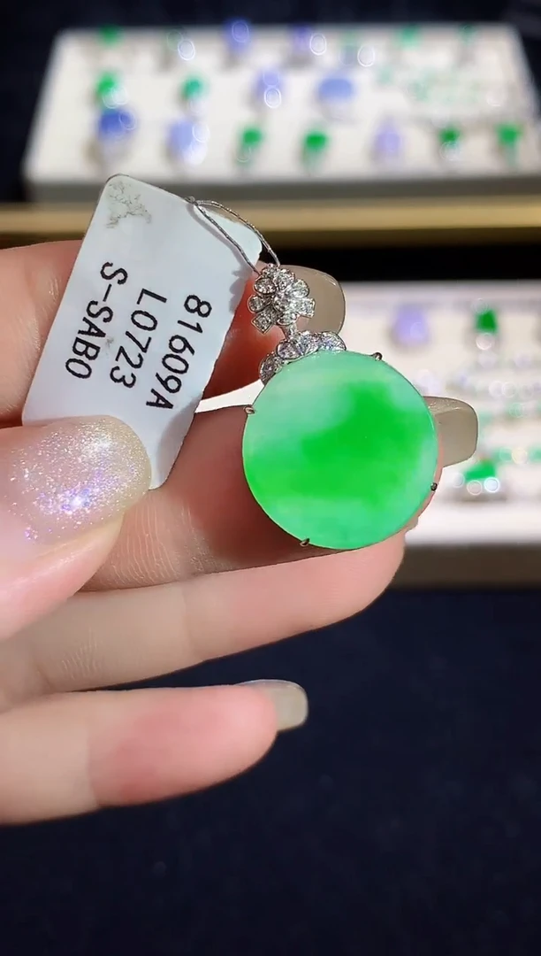 翡翠18K金镶嵌吊坠(不含链)L0723多样性发其一