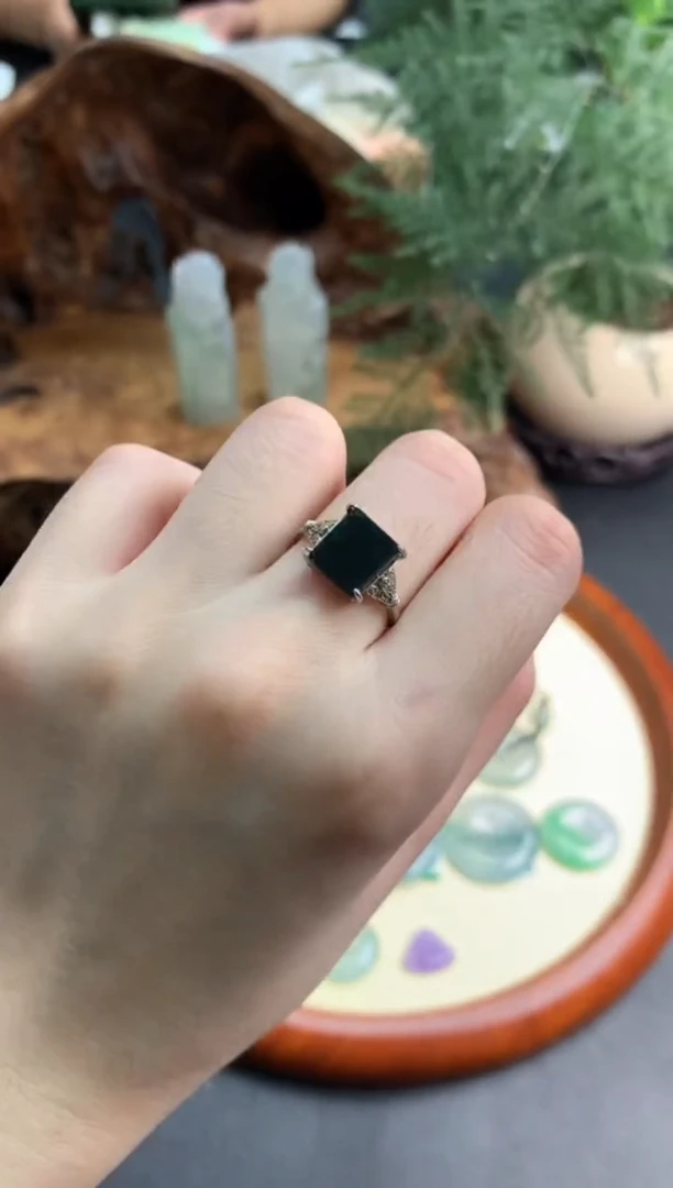 银S925镶嵌戒指翡翠翡翠饰品-24