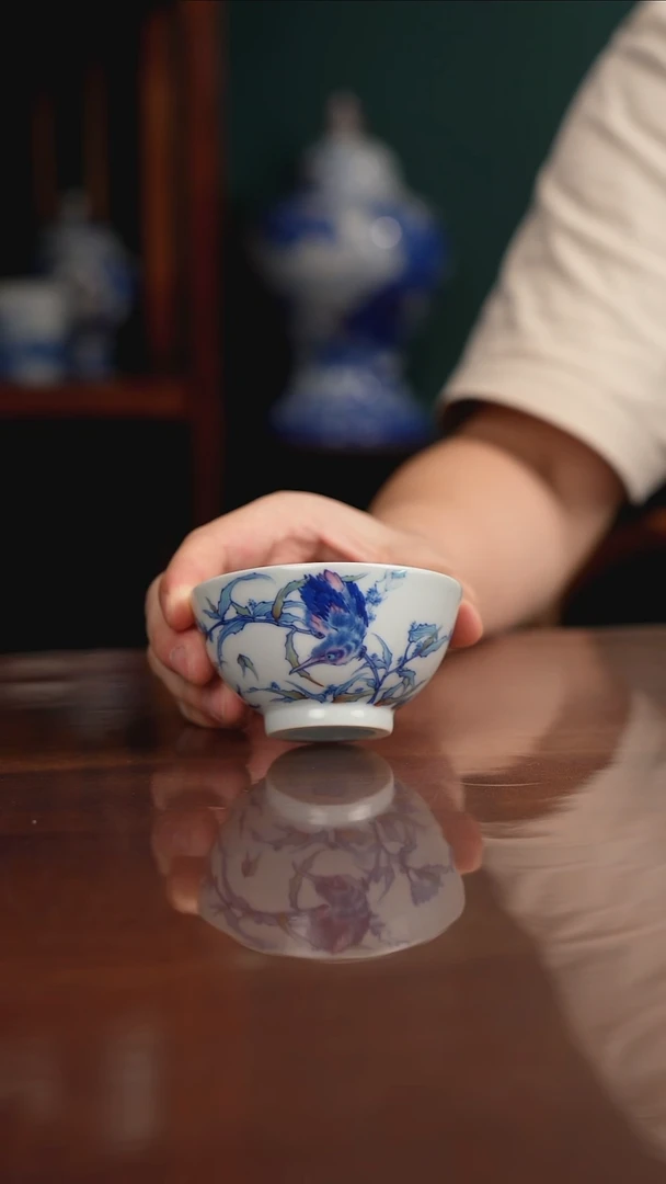 空山明月 新斗彩 单翠
