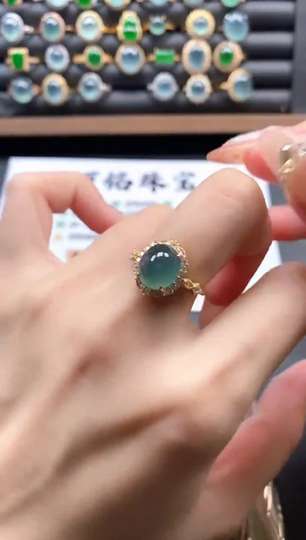 银S925镶嵌戒指翡翠15151