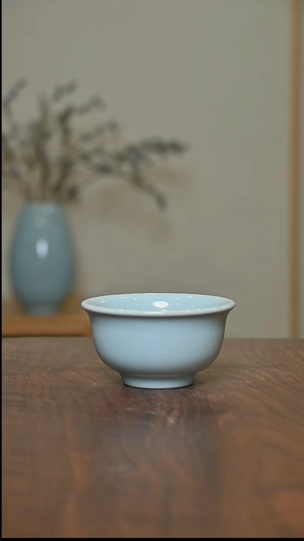 天青釉 手拉 压手杯 朱晓辉作品 100ml