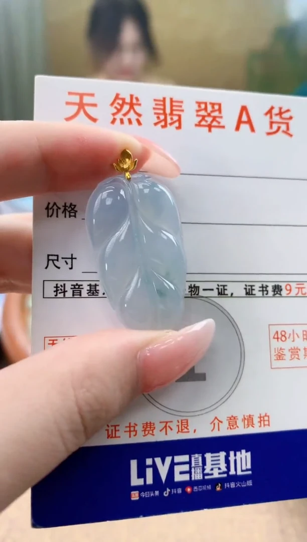 颈饰18K金镶嵌翡翠天然A货翡翠挂件