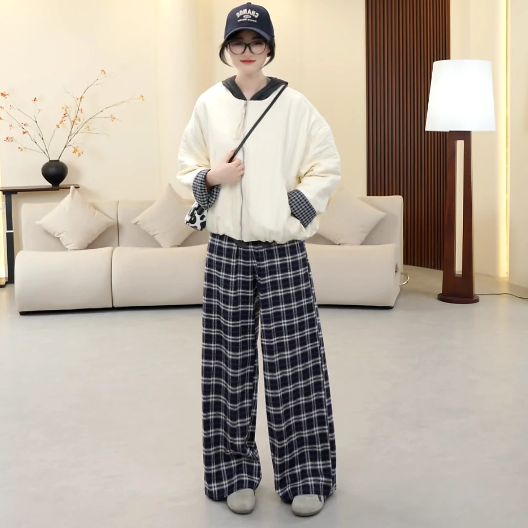 梦乐羽 韩版圆领开衫棉服外套秋冬新款棉衣时尚百搭夹克上衣