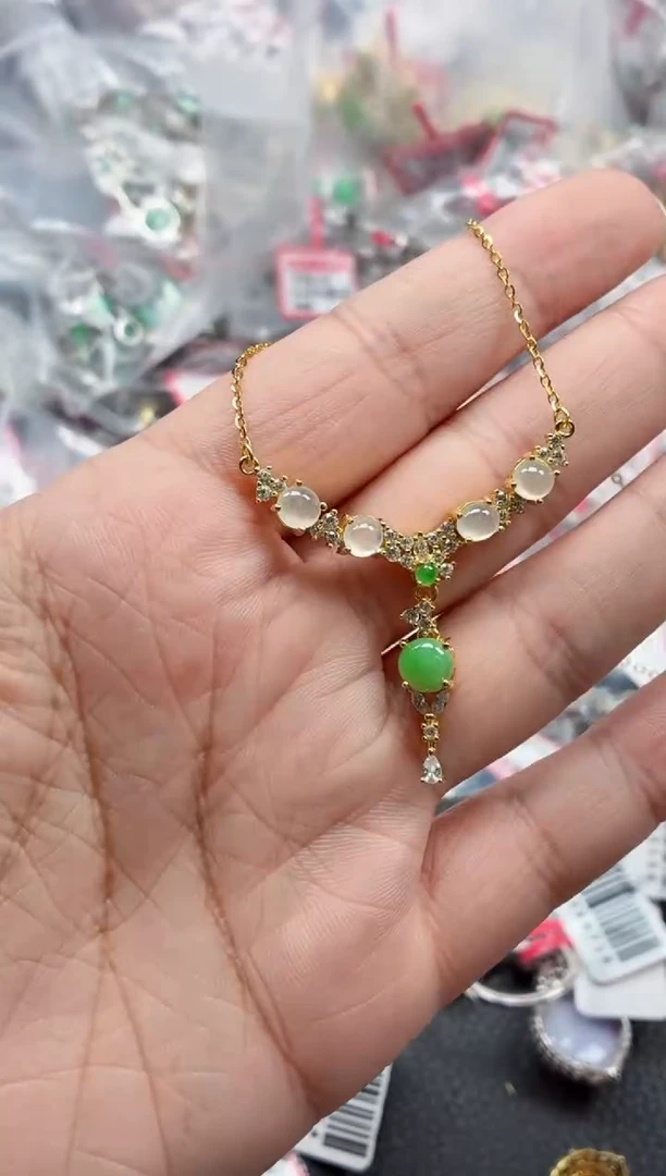 银S925镶嵌戒指翡翠天然A货缅甸翡翠