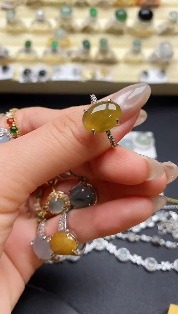 【闪购商品】翡翠戒指银S925镶嵌缅甸翡翠2   3+6