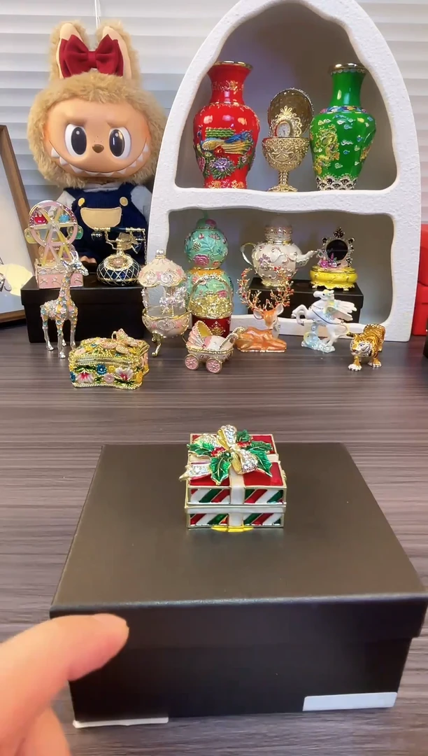 七宝烧珐琅彩首饰盒 送人送礼 个人收藏工艺品   圣诞礼物盒
