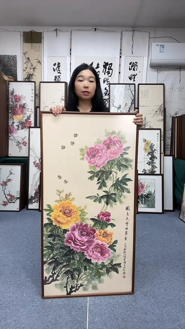 国画62*122实木画框京东包邮手绘