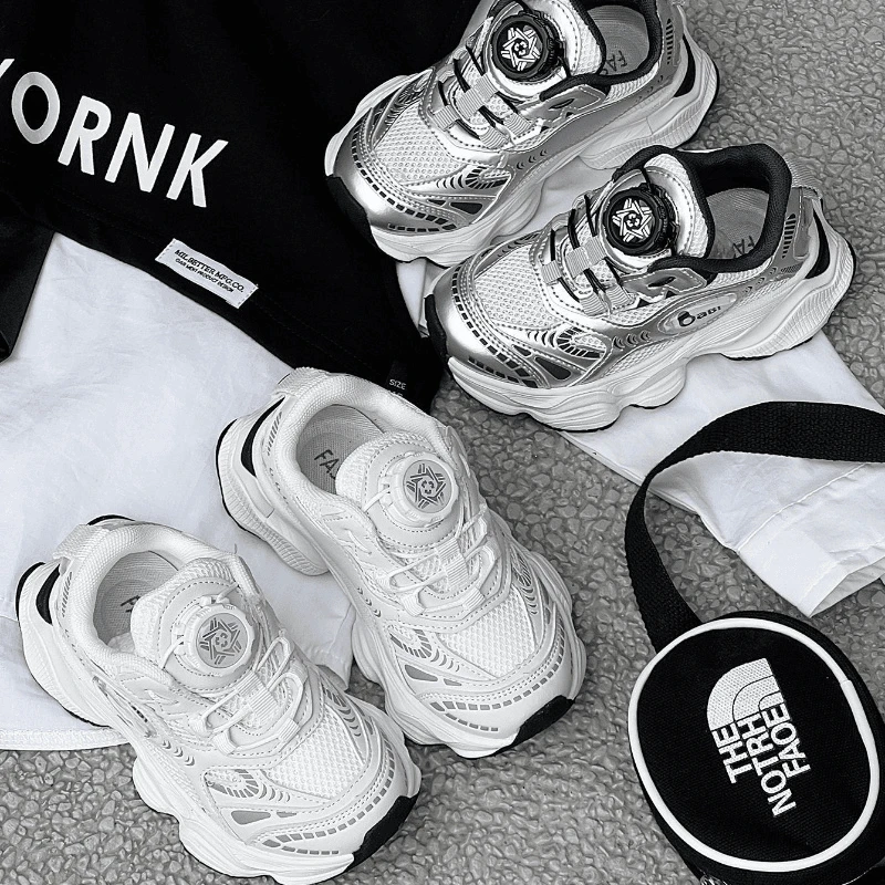 小黄鸭小黄鸭2025春夏新款旋转扣童鞋男童透气网面运动鞋女童休闲