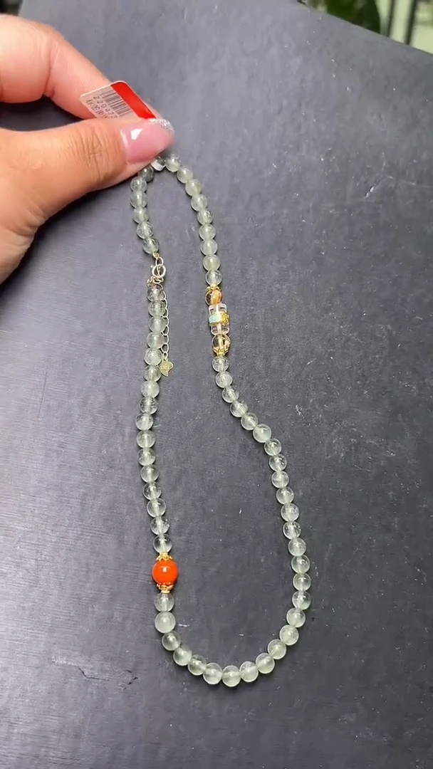 未镶嵌手串水晶绿发晶双圈手串 Z20473