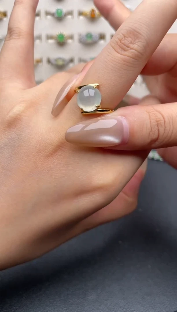 银S925镶嵌戒指翡翠一物一证一礼盒