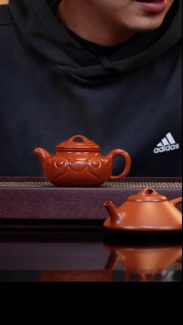 茶壶紫砂黄龙山红泥-全手仿古如意180cc