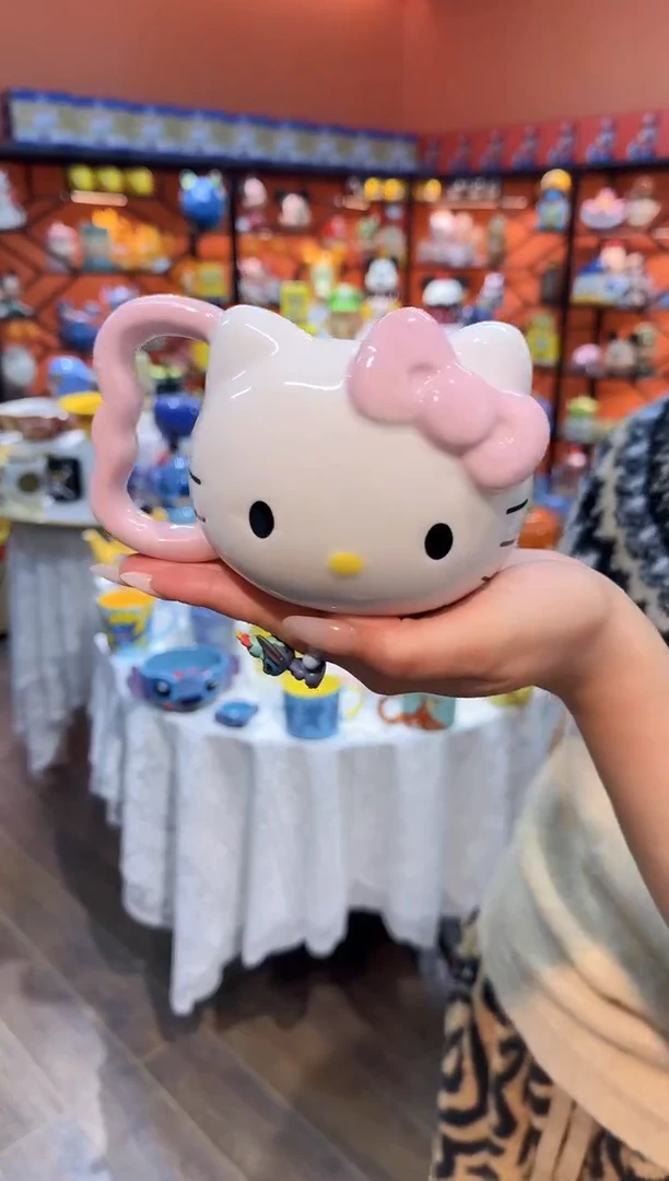 瓷片@@粉色凯特猫陶瓷水杯