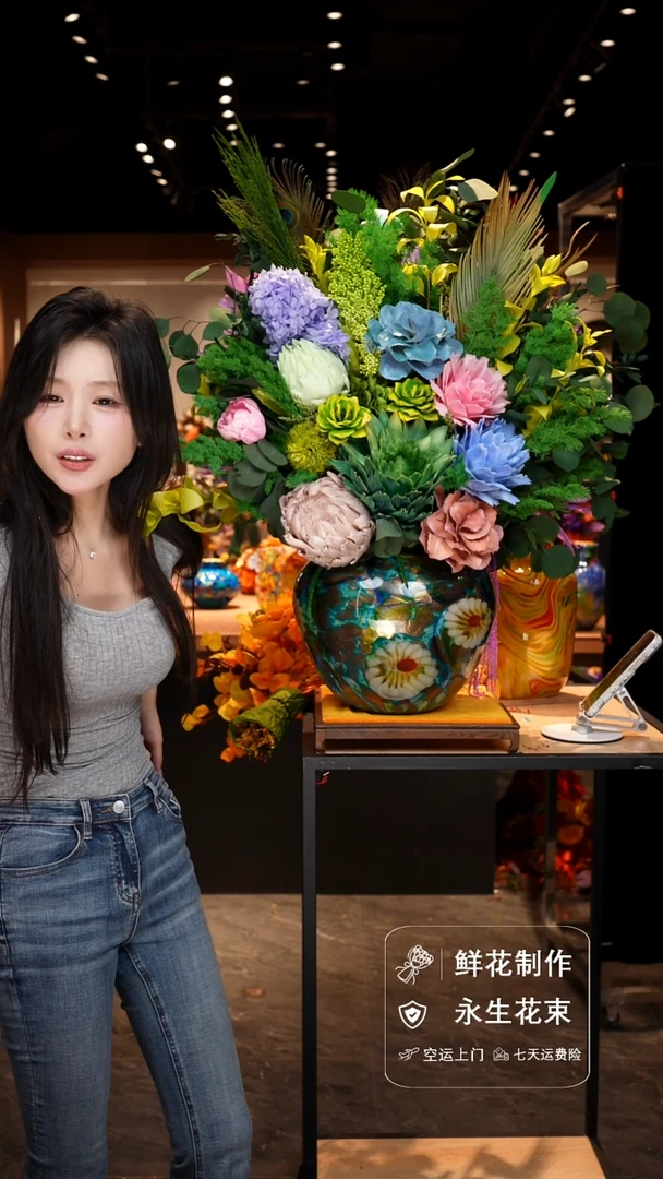 手工艺品琉璃手工花器花束空运包邮送货上门-以图片为准
