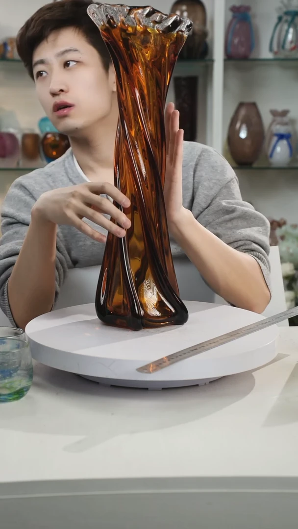 【闪购商品】琉璃高48.5轻奢琉璃花器福利正常手工痕迹