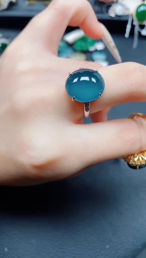 银S925镶嵌戒指翡翠翡翠