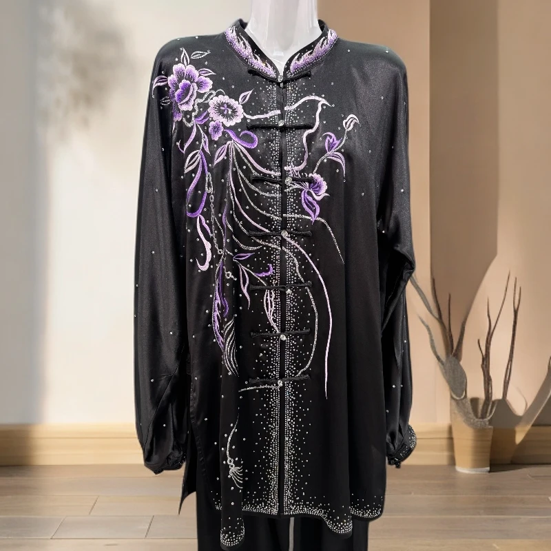 【定制商品15天发货】太极拳表演服竞技比赛服真丝纺丝刺绣绣花彩服