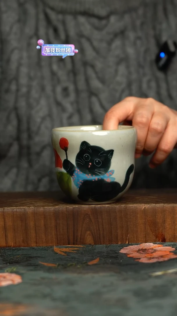 杯釉下彩手工手绘同款陶器