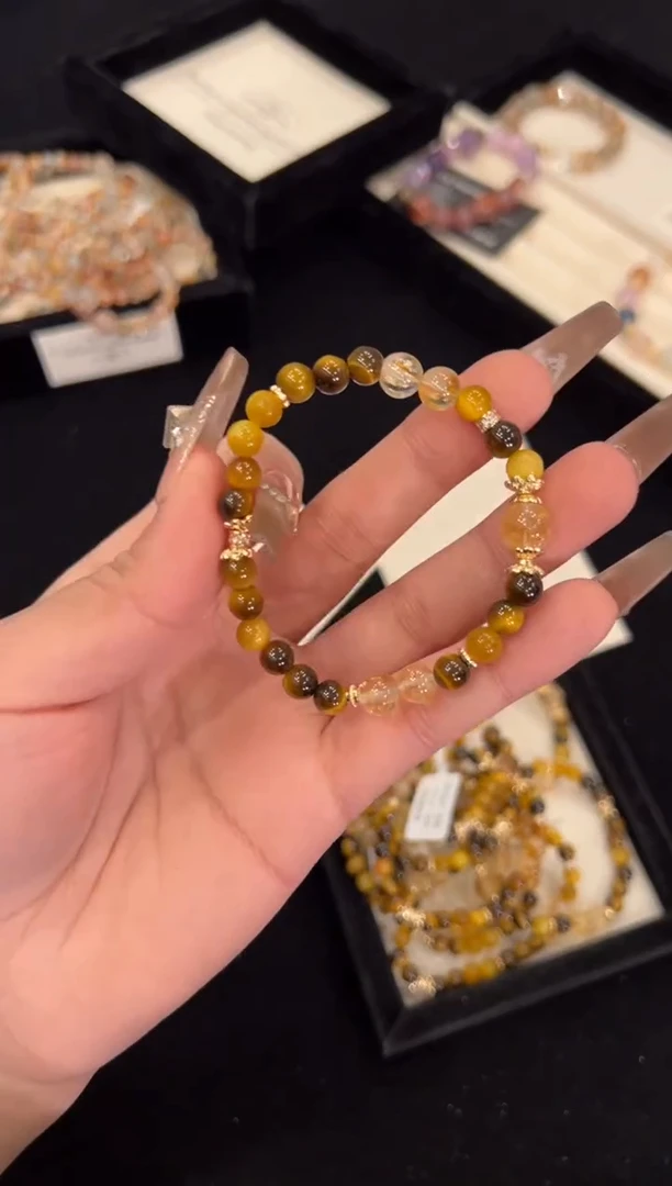 【闪购商品】水晶手链合金黄虎眼手链x1164