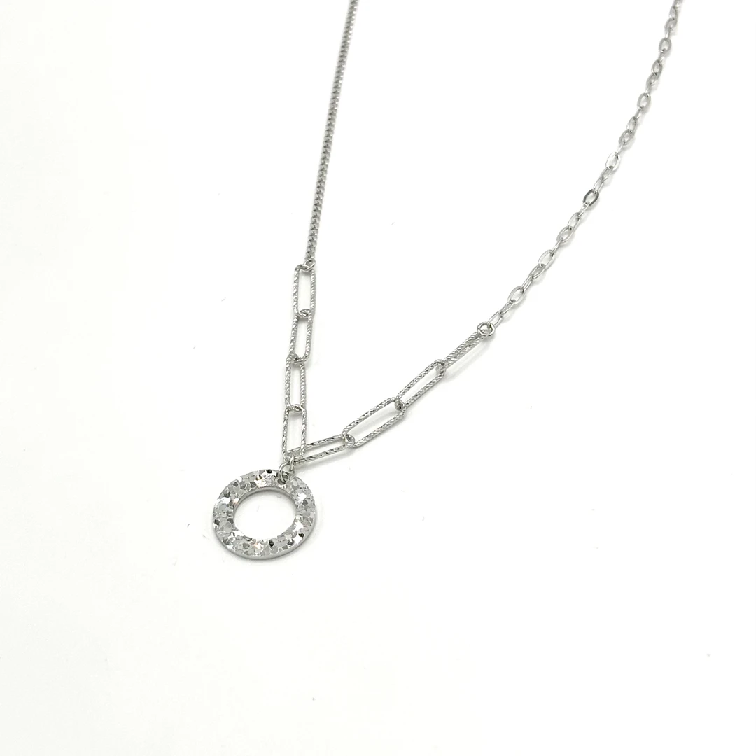 铂金PT950碎碎冰圆环套链回形环AB链时尚大方